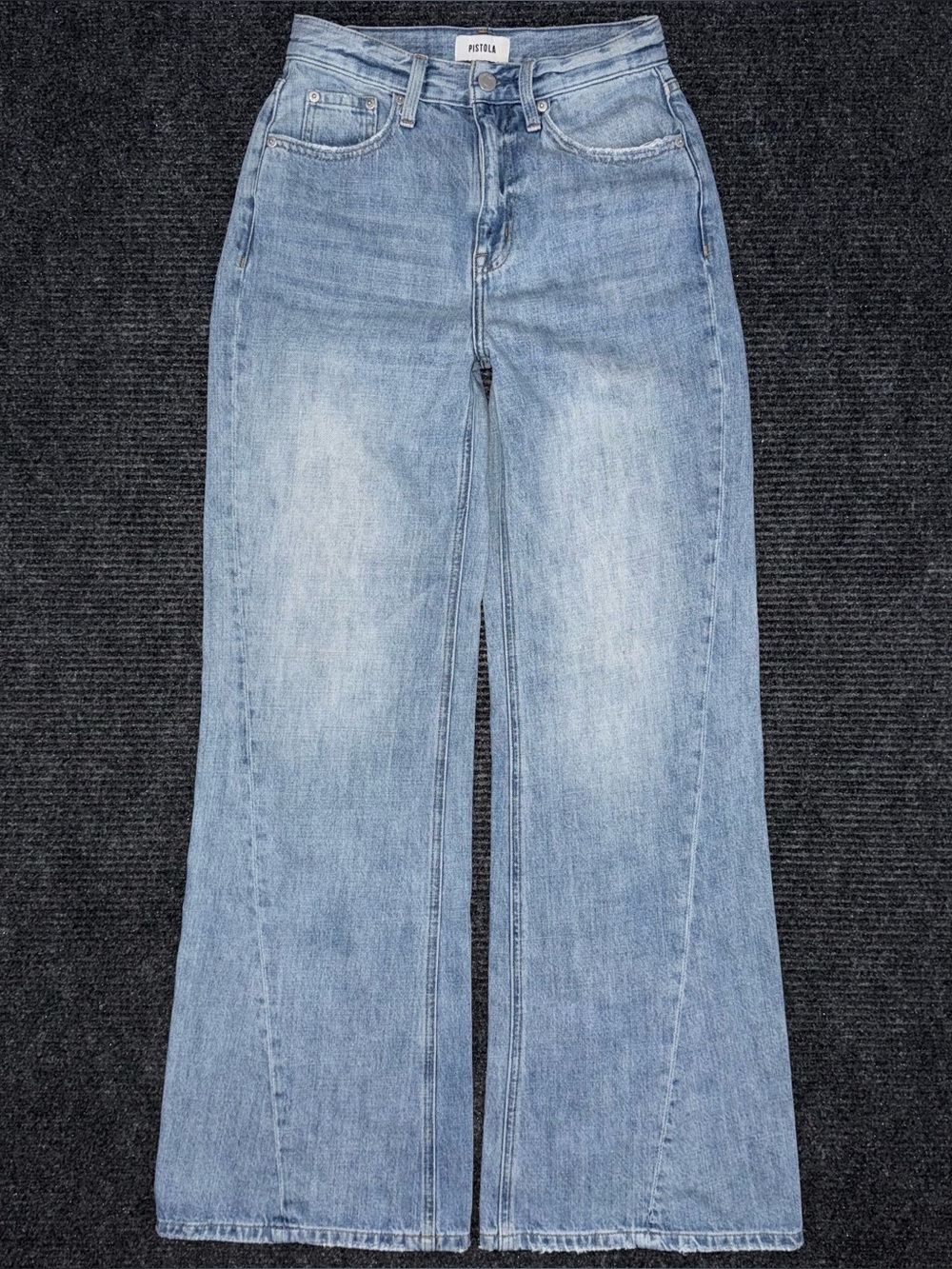 PISTOLA Ruby High Rise Palazzo Wide Leg Jeans Othello Light Wash Size 24 Seamed